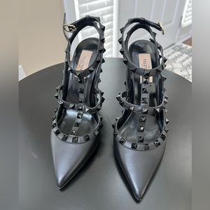 Valentino Rockstud Ankle Strap Pump with Tonal Studs - 100 MM
